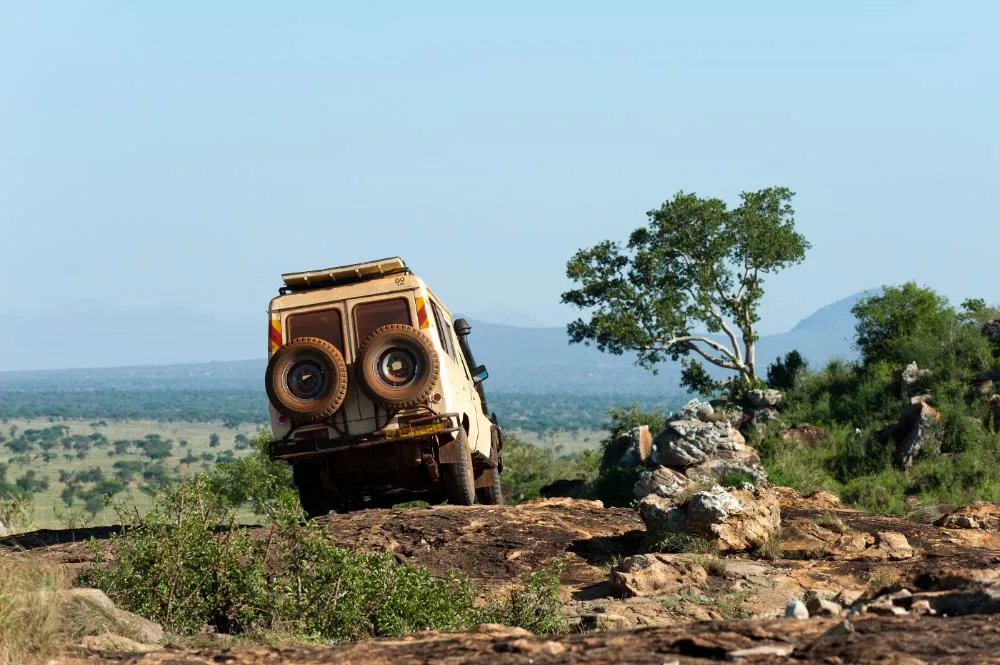 Safari Vehicle Lualenyi Game Reserve Tsavo Kenya